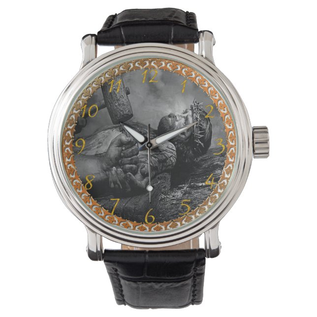 Jesus Nailed Large Clock Watch (Front)