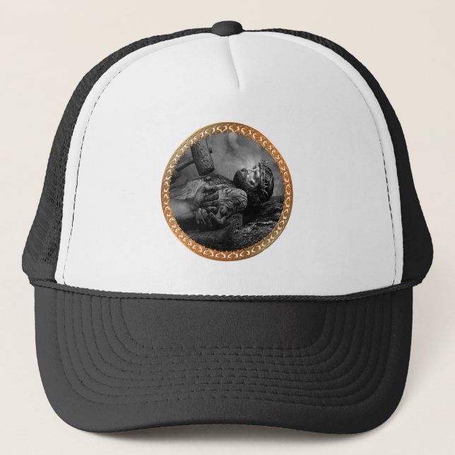 Jesus Nailed with his arms and hands being fasten Trucker Hat (Front)