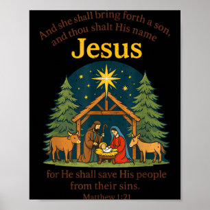 Jesus Nativity Christian Christmas Bible Pjs Toddl Poster