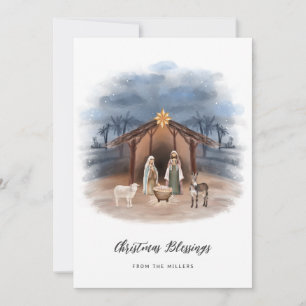 Jesus Nativity St. Joseph Virgin Mary Christian Holiday Card