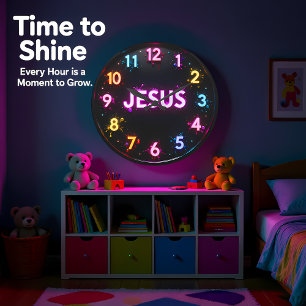 Jesus Neon Splatter Glow Large Clock