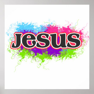 "Jesus" Neon Static Graphic Poster