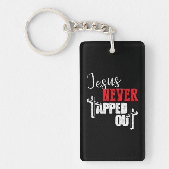 Jesus Never Tapped Out Christian Faith Wrestling Key Ring (Front)