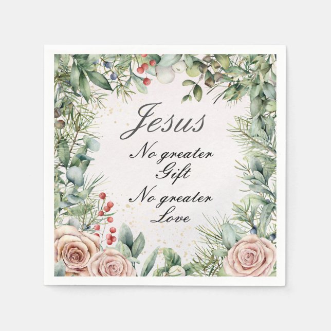 Jesus, No greater Gift, No greater Love, Christmas Napkin (Front)
