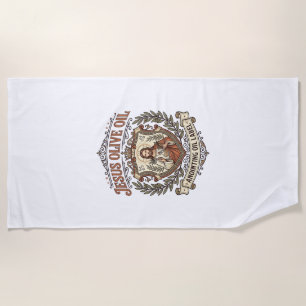 Jesus Olive Oil Anointing Oil Label Jesus Olive Oi Beach Towel
