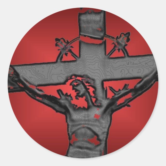 Jesus on Cross 4c Classic Round Sticker (Front)