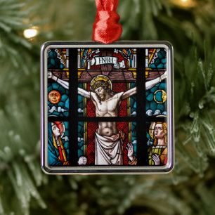 Jesus on Cross, Crucifixion Metal Tree Decoration