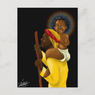 Jesus on Joseph's shoulders Postcard