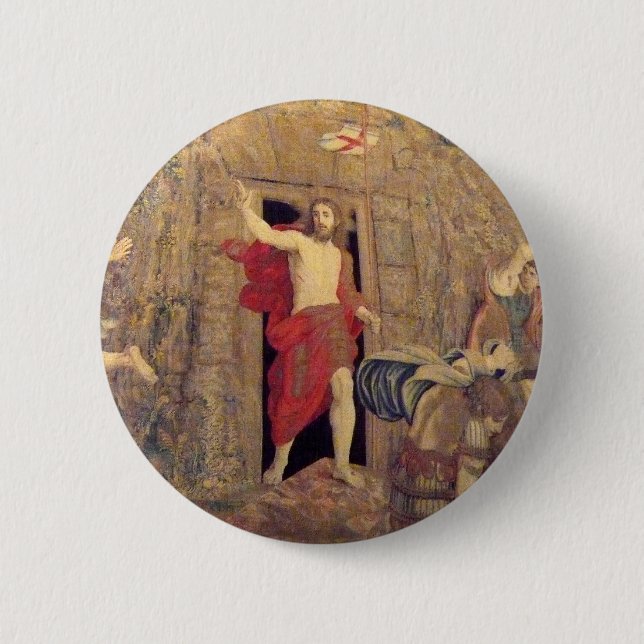 Jesus on Resurrection Tapestry in the Vatican 6 Cm Round Badge (Front)