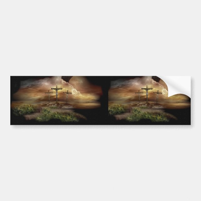 JESUS ON THE CROSS BUMPER STICKER (Front)