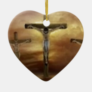 JESUS ON THE CROSS CERAMIC TREE DECORATION