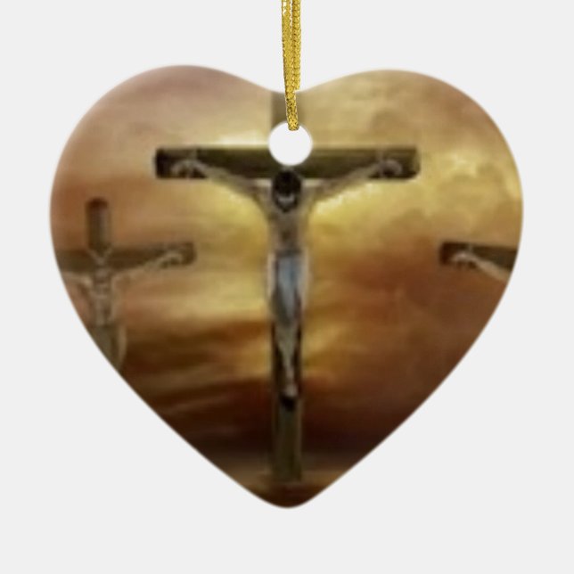 JESUS ON THE CROSS CERAMIC TREE DECORATION (Front)