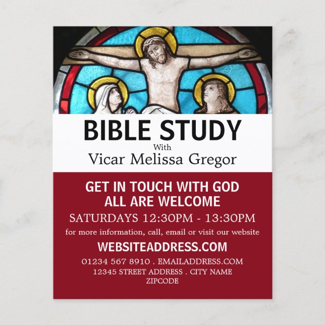 Jesus on the Cross, Christian Bible Class Advert Flyer (Front)