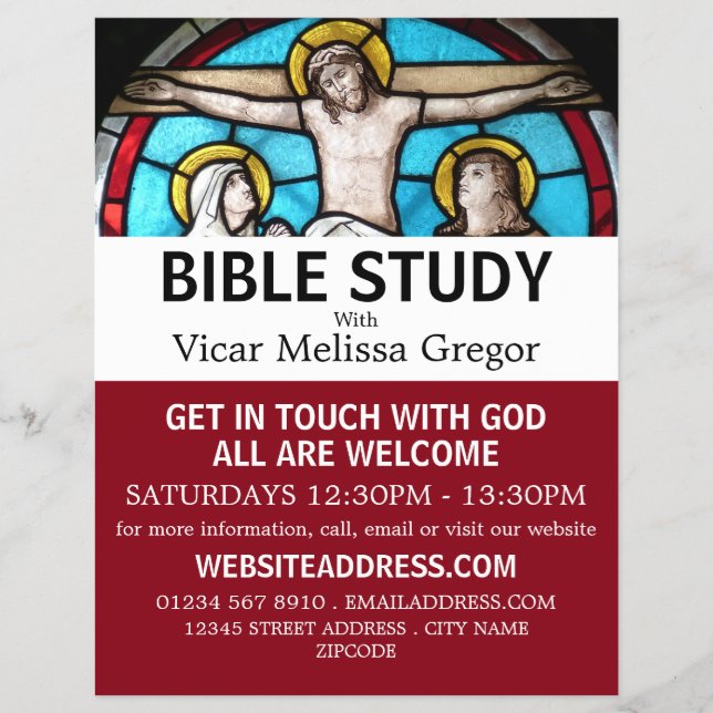 Jesus on the Cross, Christian Bible Class Advert Flyer (Front)