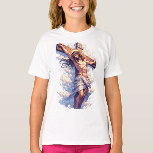 Jesus on the Cross Christian Girl's Tee Shirt