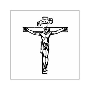 Jesus on the Cross Crucifix Religious Catholic Rubber Stamp
