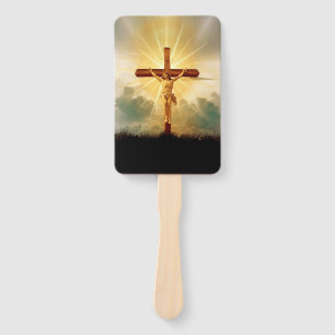 JESUS ON THE CROSS HAND FAN