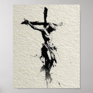 Jesus on the Cross Illustration Poster