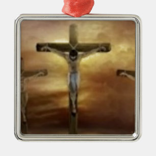 JESUS ON THE CROSS METAL TREE DECORATION