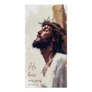 Jesus on the Cross Painting Crown of Thorns Poster