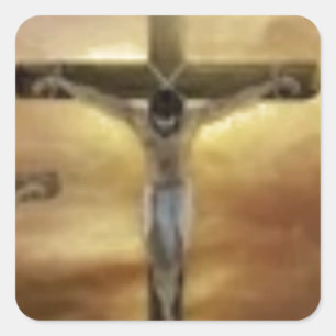 JESUS ON THE CROSS SQUARE STICKER