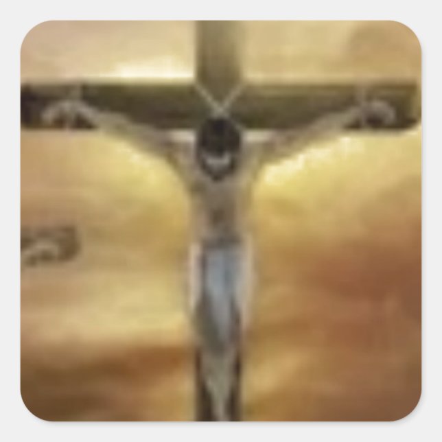 JESUS ON THE CROSS SQUARE STICKER (Front)