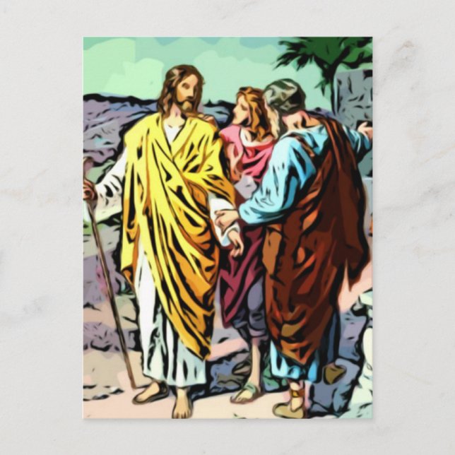 Jesus on the Road to Emmaus Postcard (Front)