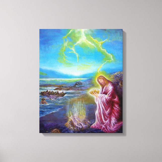 JESUS ON THE SEASHORE ,St John 21 Canvas Print (Front)