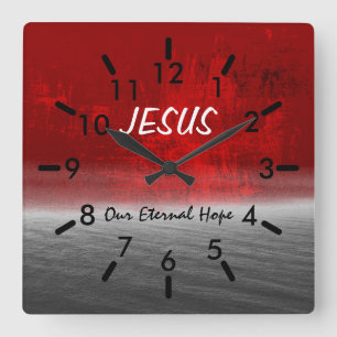 Jesus, Our Eternal Hope Square Wall Clock