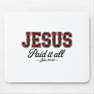 Jesus Paid It All Boho Floral Roses Christian Bibl Mouse Mat