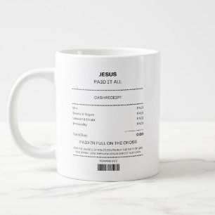 Jesus Paid It All Cash Receipt Church Gift Large Coffee Mug