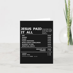 Jesus Paid It All Christian Cross God Faith Bible  Card