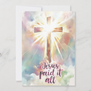 Jesus Paid It All Christian Hymn Easter Flat Card