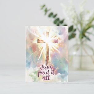 Jesus Paid It All Christian Hymn Easter Postcard