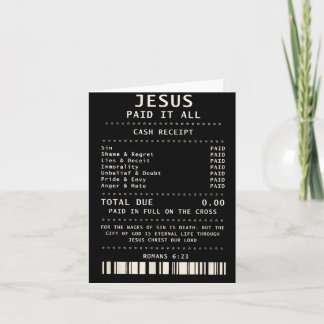 Jesus Paid It All Funny Christian Faith Bible Vers Card