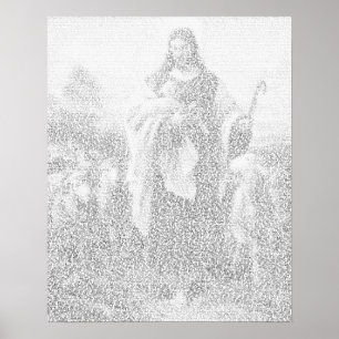 Jesus painting made from text of New Testament Poster