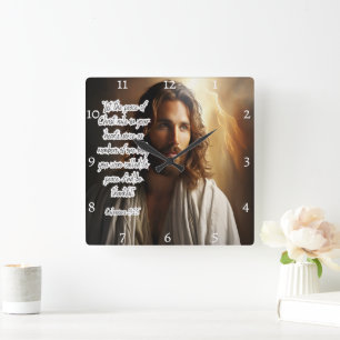 Jesus: Peace, Hearts, Colossians Square Wall Clock