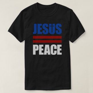 JESUS=PEACE red, white, blue shirt