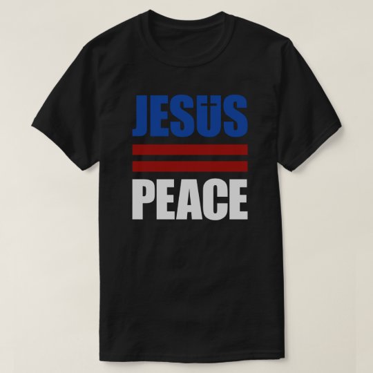 JESUS=PEACE red, white, blue shirt
