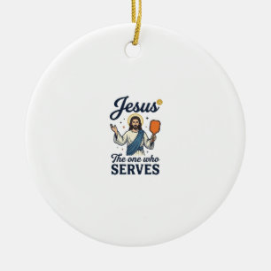 Jesus Pickleball The One Who Serves Shirt Ceramic Tree Decoration