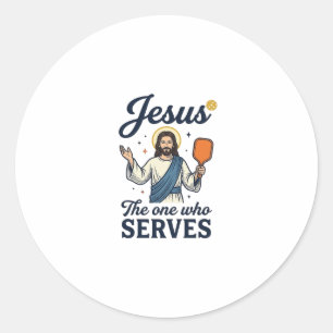 Jesus Pickleball The One Who Serves Shirt Classic Round Sticker