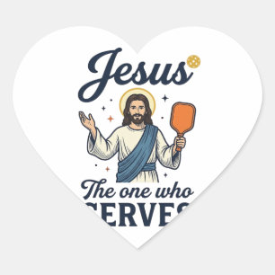 Jesus Pickleball The One Who Serves Shirt Heart Sticker