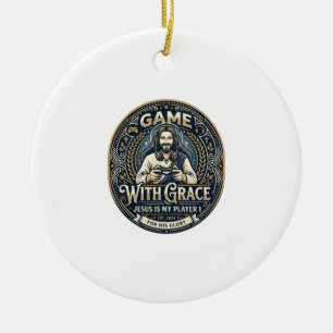 Jesus Pickleball Vintage Shirt Christian Graphic_1 Ceramic Tree Decoration