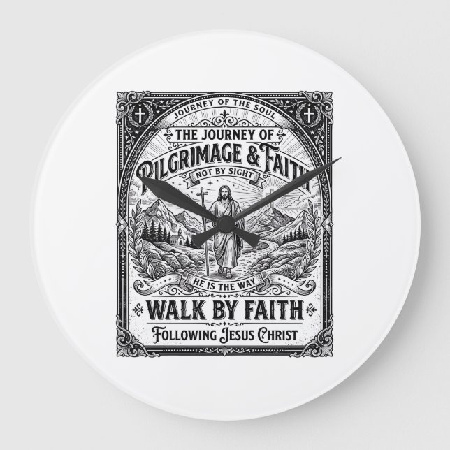 Jesus Pilgrimage Camino Holy Journey Large Clock (Front)
