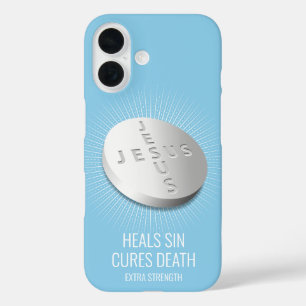 Jesus Pill - Christian Faith Pray Hope God Blue iPhone 16 Case