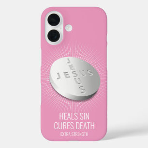 Jesus Pill - Christian Faith Pray Hope God Pink iPhone 16 Case