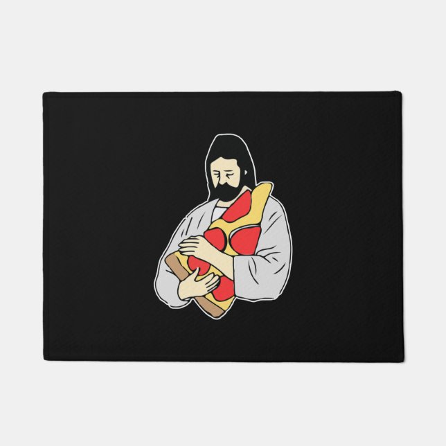 Jesus Pizza Christmas Funny Food Lover Religious C Doormat (Front)