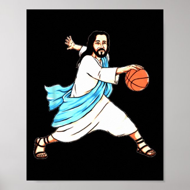 Jesus Play Basketball Fun Christmas  Poster (Front)