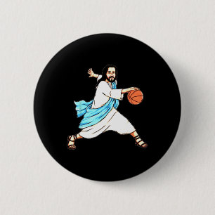 Jesus Play Bysketbyll Fun Christmas 6 Cm Round Badge