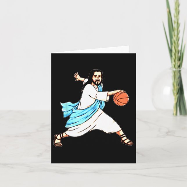 Jesus Play Bysketbyll Fun Christmas  Card (Front)